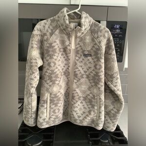 Columbia Sherpa Fleece Jacket large  Women's Beige Gray Aztec Geo